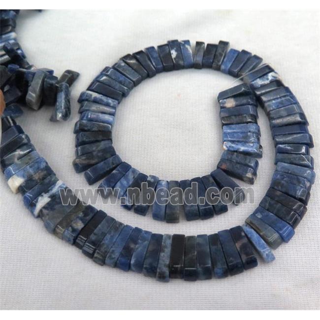 Sodalite beads, stick, blue