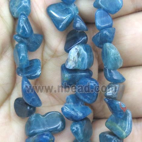 Apatite chip beads, freeform, blue