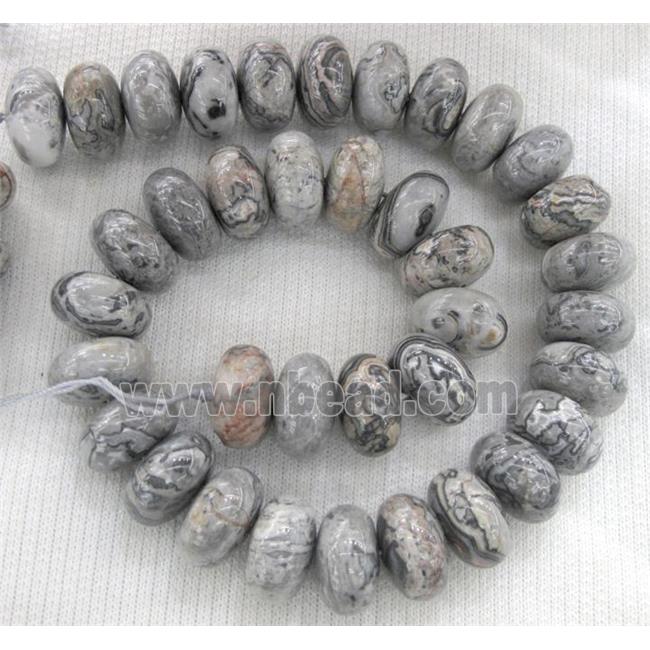 grey Picture Jasper beads, rondelle