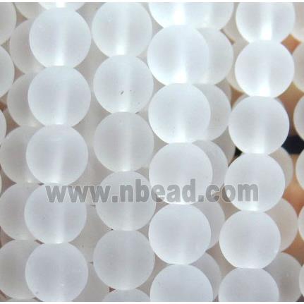 white round matte Clear Quartz Beads