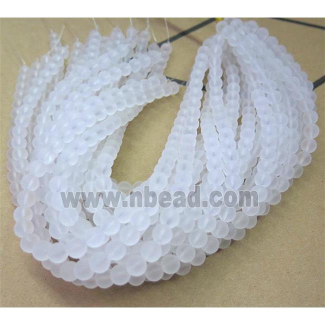 white round matte Clear Quartz Beads