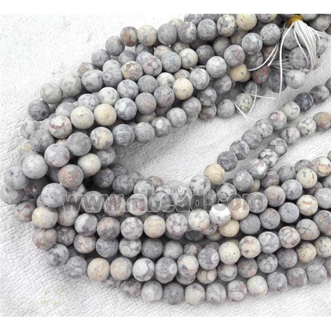 round leopard-skin jasper beads, matte