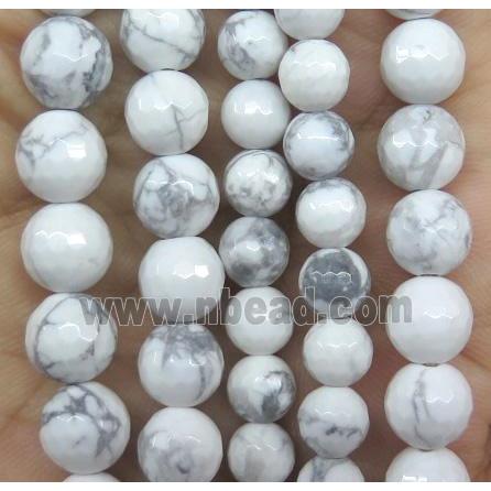 white howlite turquoise beads, faceted round