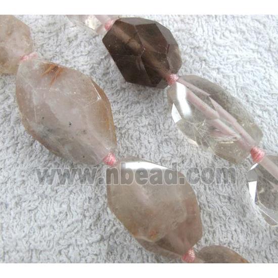 rutilated quartz for necklace, freeform nugget, faceted