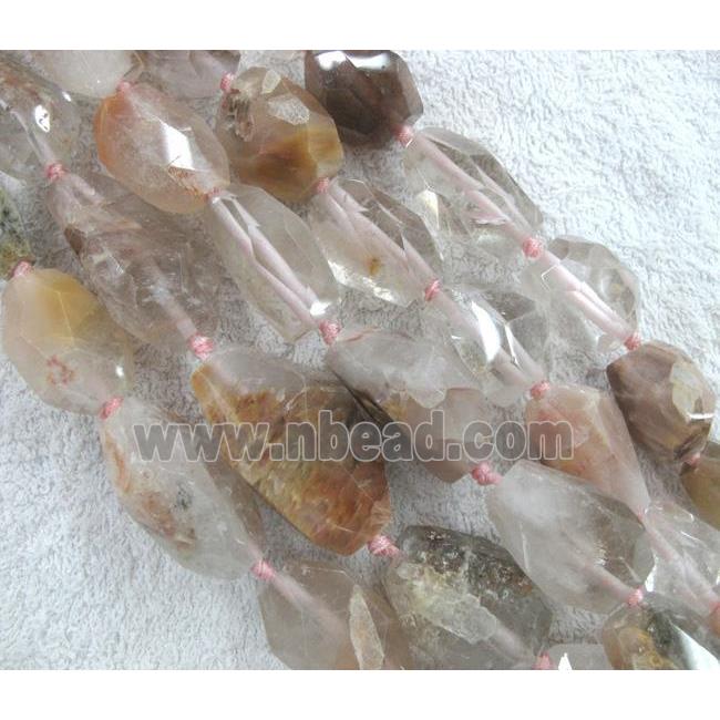 rutilated quartz for necklace, freeform nugget, faceted