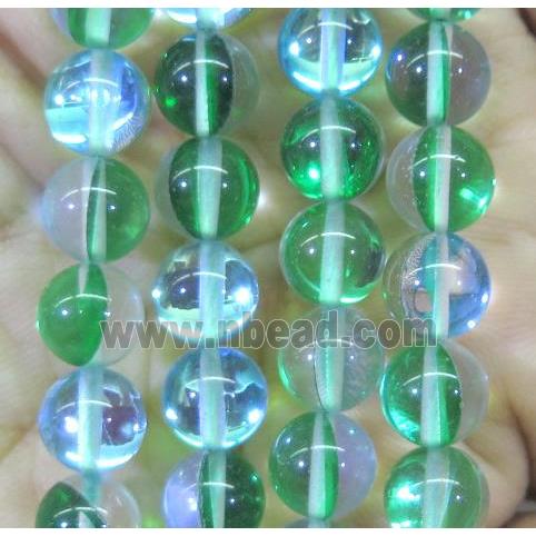 round green synthetic Aura Quartz Glass Beads