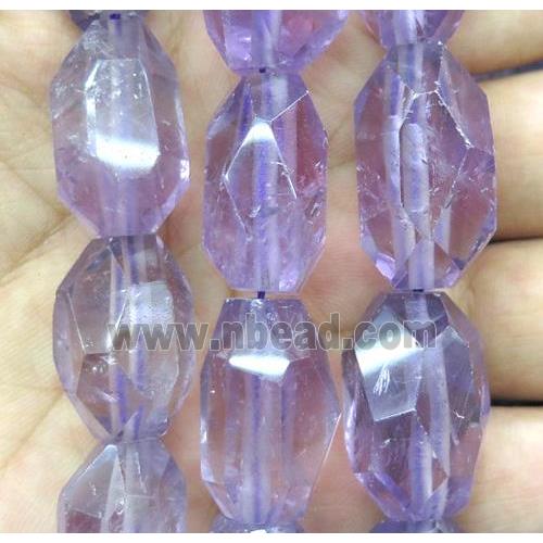 Amethyst bead, faceted freeform, purple