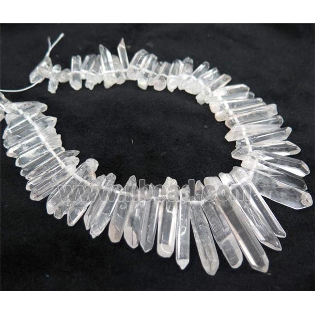 Clear Crystal Quartz stick collar beads, polished, top drilled