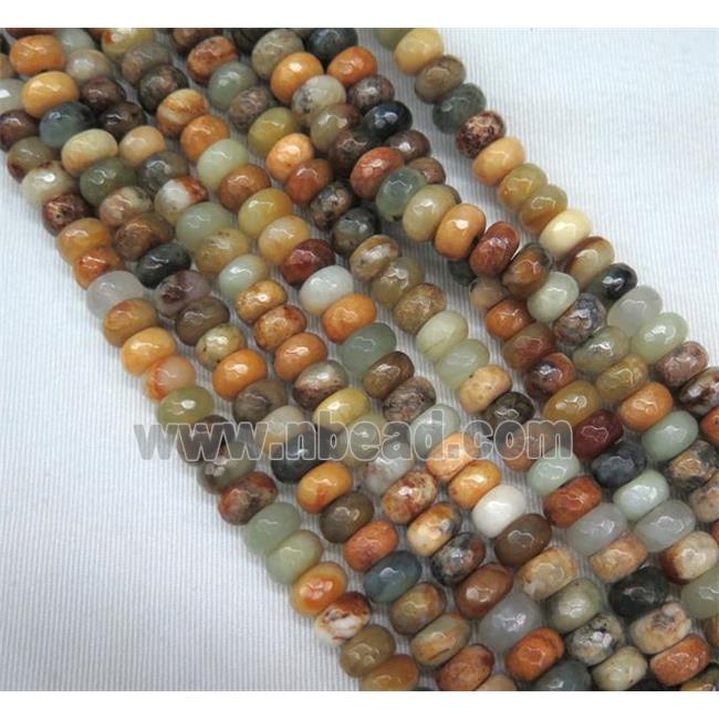 Chinese HuaXiu Jade beads, faceted rondelle