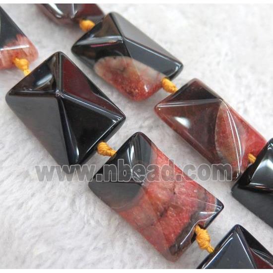 agate rectangle beads with orange druzy, point