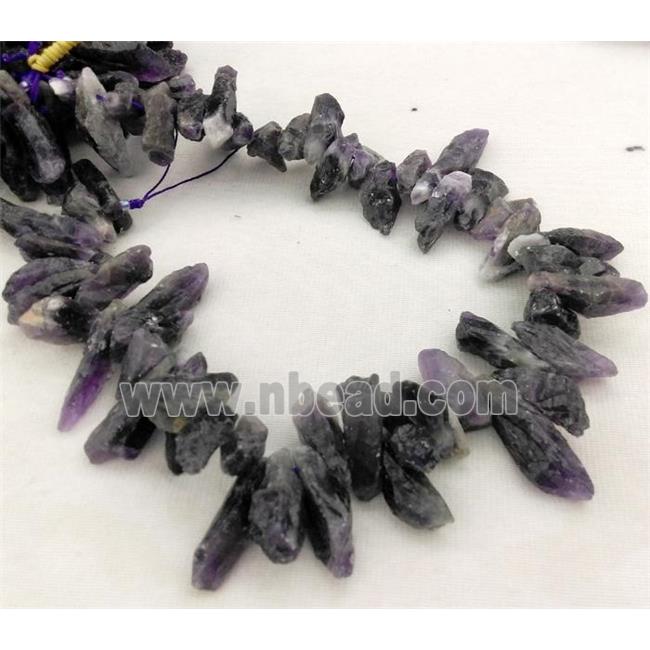 dogtooth Amethyst chips bead, dark-purple, freeform