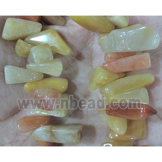yellow jade bead chips, freeform