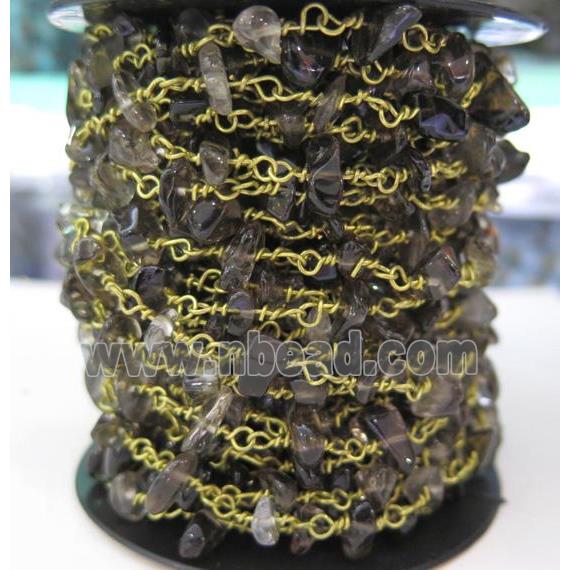 Smoky Quartz bead chip rosary chain