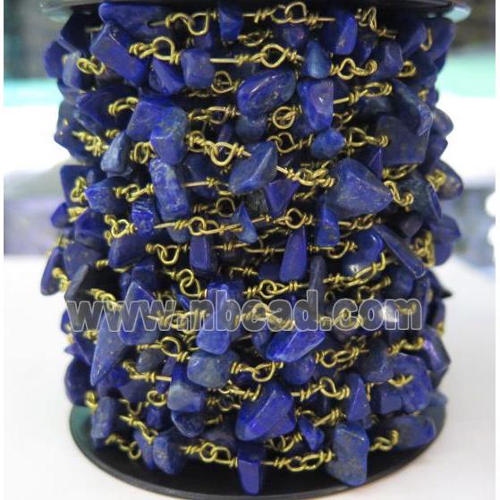blue Lapis Lazuli chip bead rosary chain