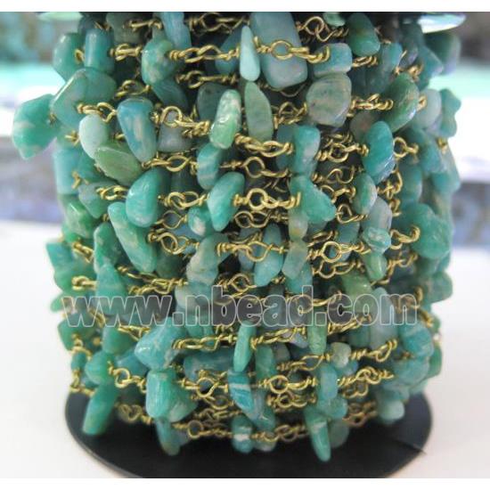 Russian Amazonite chip bead rosary chain , green