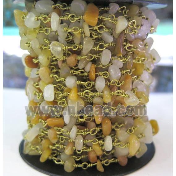 yellow jade chip rosary chain