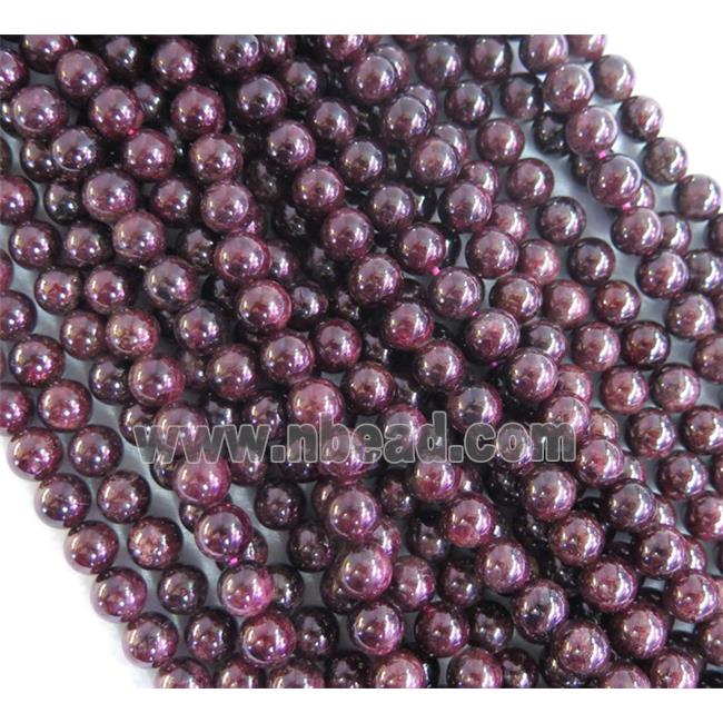 Natural Red Garnet Beads, round, AB-Grade