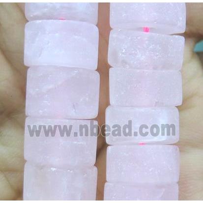 matte rose quartz bead, heishi