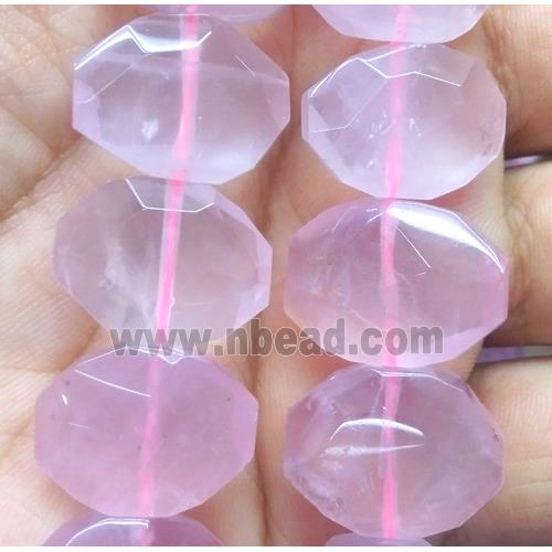 rose quartz beads, faceted oval