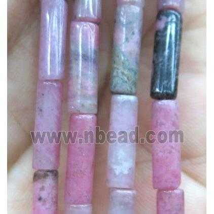 pink Rhodonite tube beads, dye