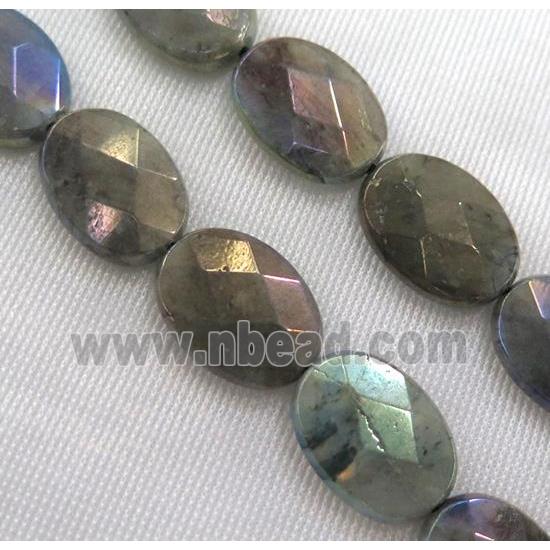 Labradorite bead, faceted oval, AB color