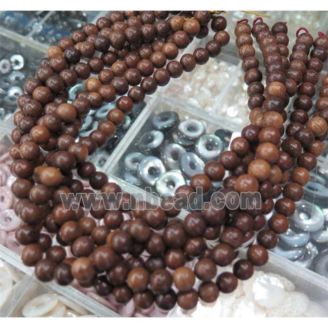 round Roble wood rosery beads