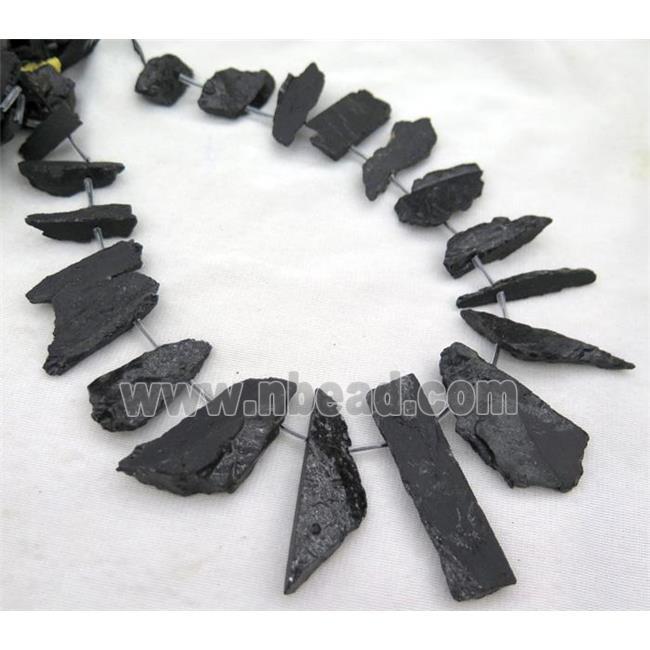 black tourmaline stick collar beads