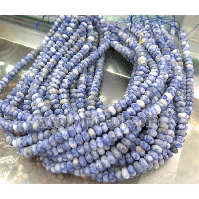 blue spotted dalmatian jasper beads, rondelle, matte