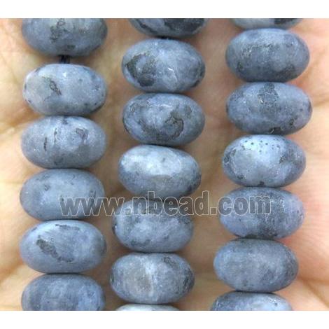 matte Black Labradorite rondelle beads