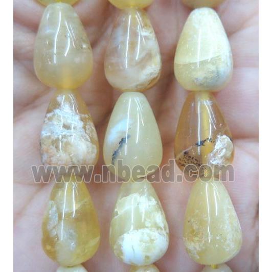 yellow Opal jasper bead, teardrop
