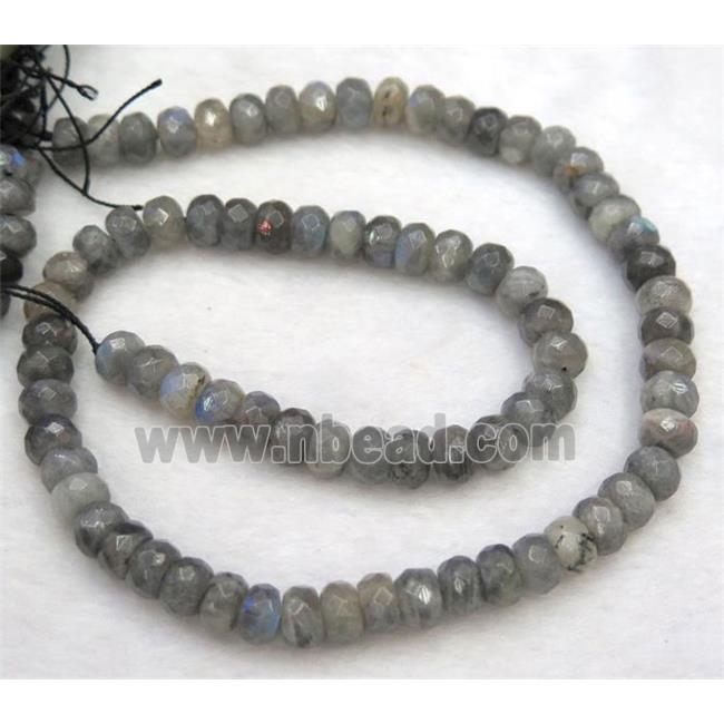 Labradorite bead, faceted rondelle