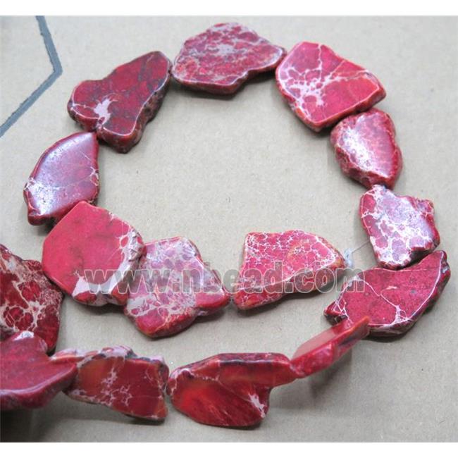 Sea Sediment Jasper bead, slice, freeform, red