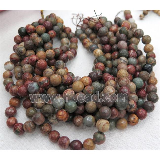 red Picasso Jasper Beads, faceted round