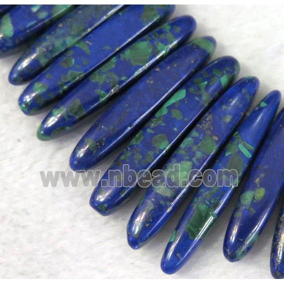 Azurite Beads for necklace, stick, blue