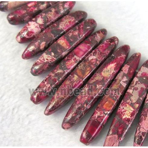 Imperial Jasper Beads for necklace, stick, hotpink