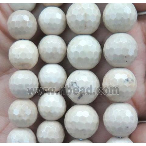 natural white african River Jasper Beads, faceted round, AA-grade