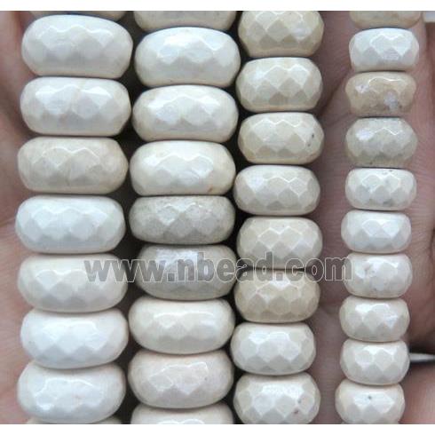 natural white african River Jasper Beads, faceted rondelle, AA-grade