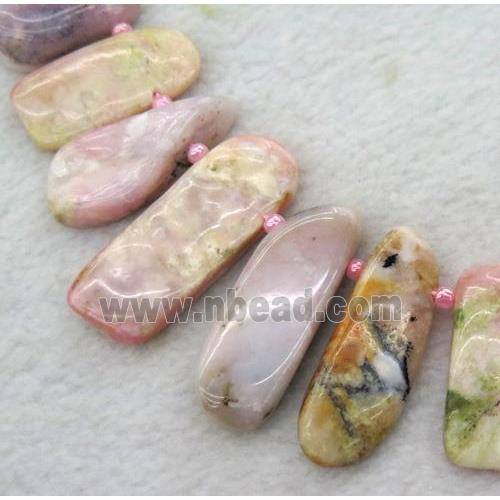 pink opal stone collar beads, freeform, top drilled
