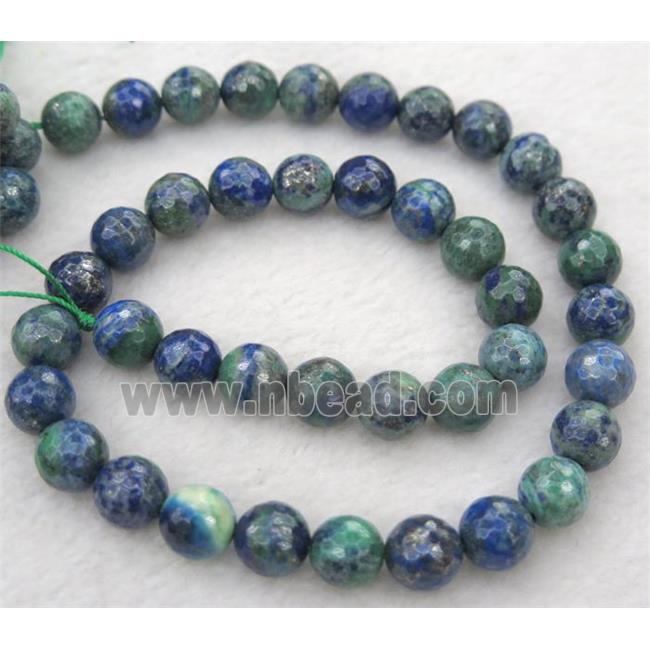 Azurite beads, faceted round, Dye
