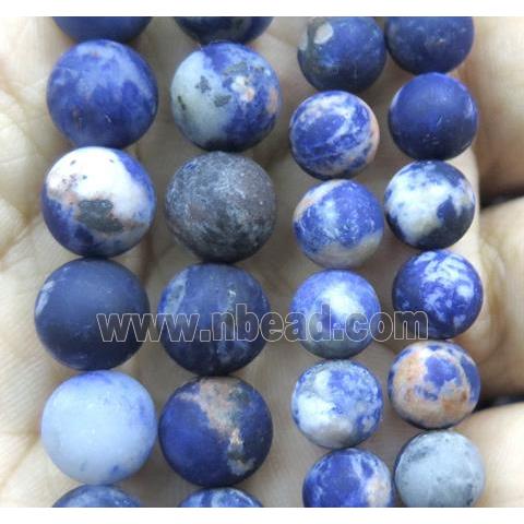 blue Sodalite bead, matte round