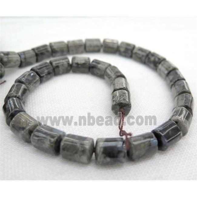grey opal jasper beads, 3faces tube