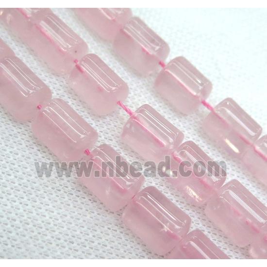 rose quartz beads, 3faces tube