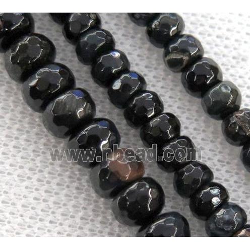 blue tiger eye stone bead, faceted rondelle