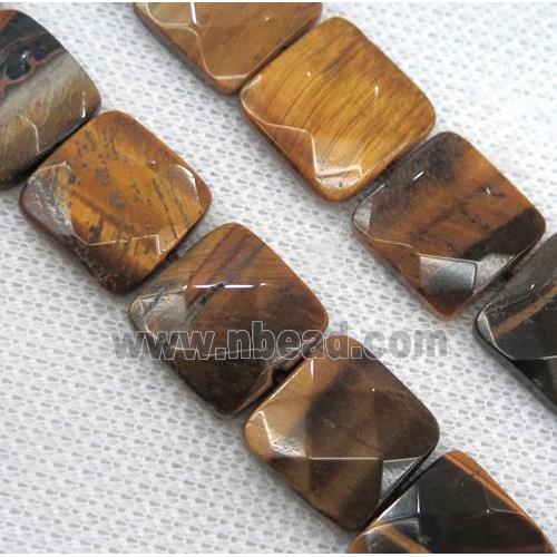 tiger eye stone bead, faceted square