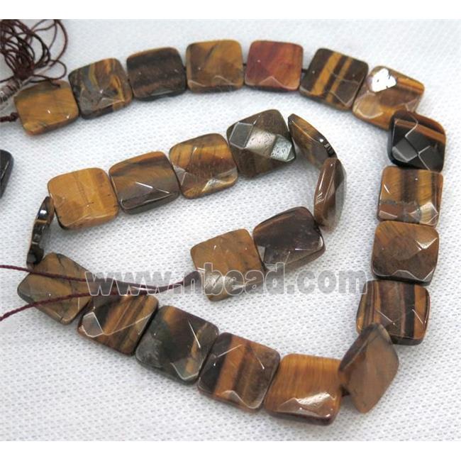 tiger eye stone bead, faceted square