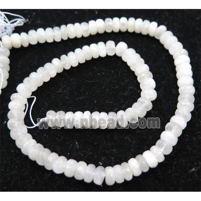 white MoonStone bead, faceted rondelle