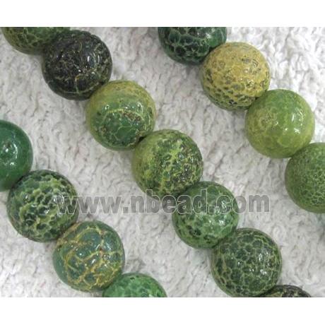 Crackle agate stone bead, round, green