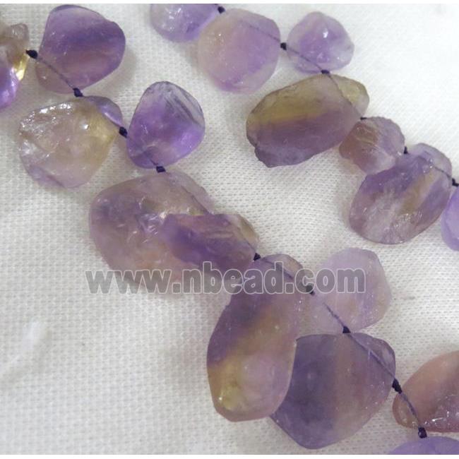 Ametrine chip bead, freeform, purple
