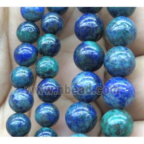 round Azurite beads, color treated