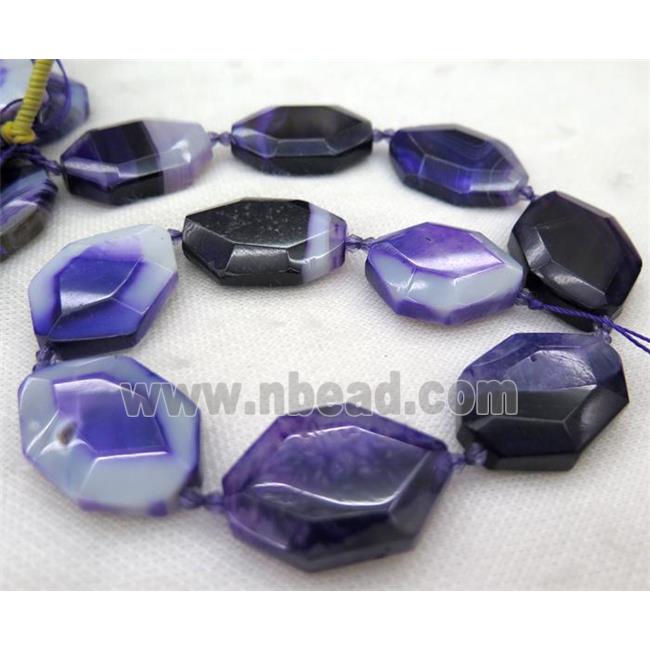purple agate slice bead, faceted freeform